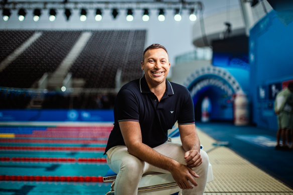 Channel Nine commentator Ian Thorpe at the Melbourne Sports and Aquatic Centre ahead of the World Shortcourse Championships.