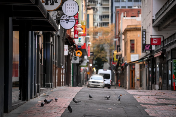 A near empty Melbourne laneway as the city goes through its fourth lockdown.