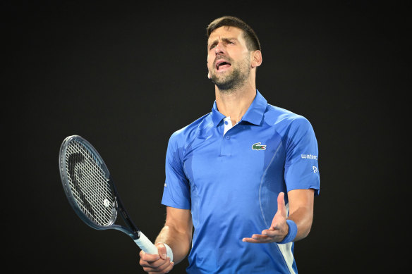 Novak Djokovic during his second-round win over Alexei Popyrin.