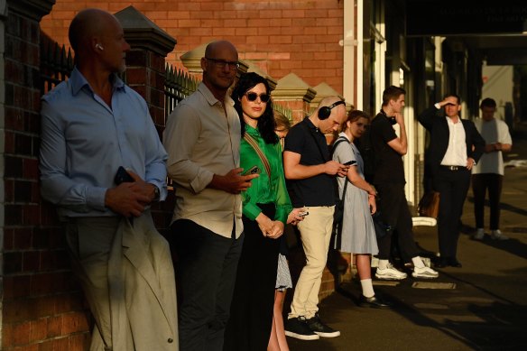 Manly residents waiting for the bus. At least 11 per cent of peak hour morning services have been cancelled in the last six months.