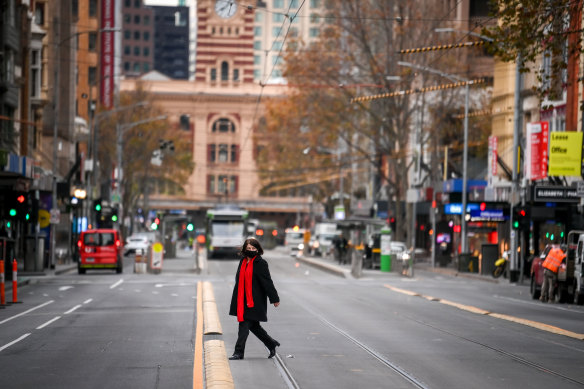 An almost-deserted Melbourne on the first day of winter.