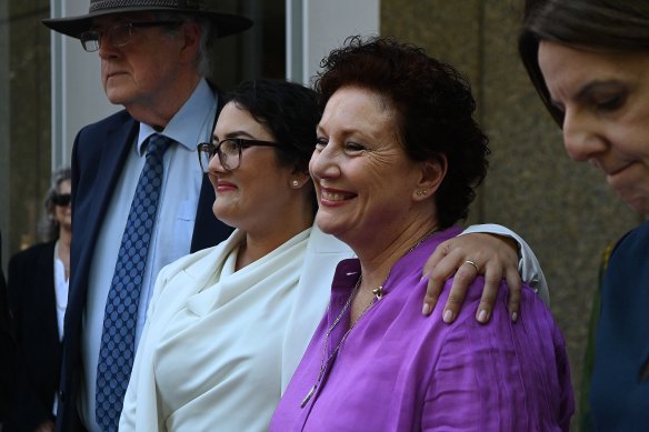 Lawyer Rhanee Rego and Kathleen Folbigg after Folbigg’s convictions were quashed last year by the NSW Court of Criminal Appeal.