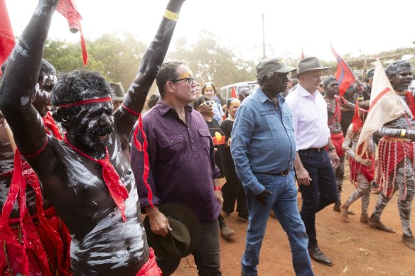 Prime Minister Anthony Albanese arrives for the opening ceremony of the Garma Festival.