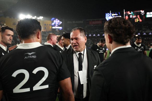 Dave Rennie coaching the All Blacks at Eden Park in July.