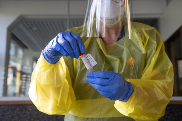 COVID-19 testing at St Vincent’s Hospital, Sydney, during the pandemic in 2020.