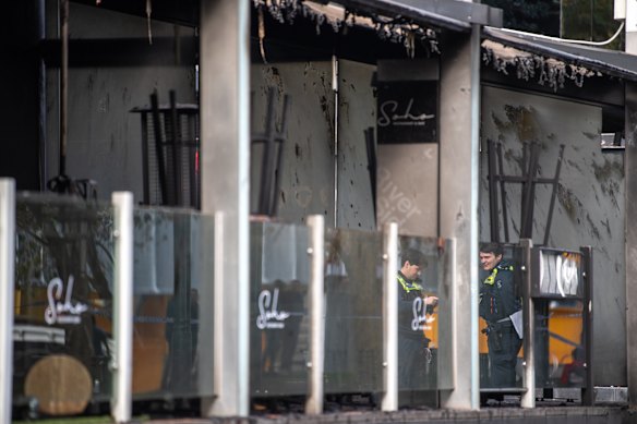 Fire damage at Soho Restaurant and Bar at Southbank on Friday.