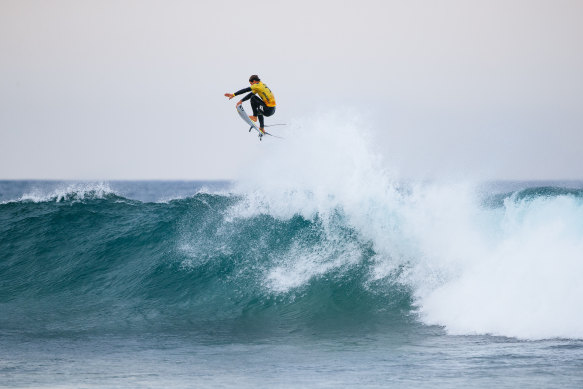 World No.1 Jack Robinson on a high at Bells Beach on day one of the Rip Curl Pro earlier in the week. He came down with a thud on Sunday when upset by wildcard Xavier Huxtable.