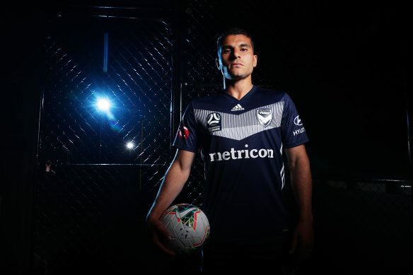 Back in navy blue: Andrew Nabbout is excited to be back at Melbourne Victory.