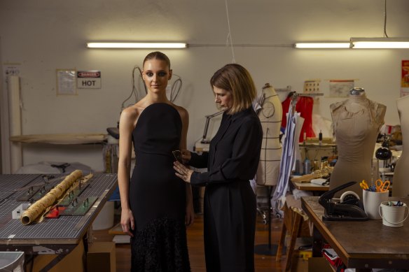 Carla Zampatti’s granddaughter Brigid Schuman and the label’s creative director Karlie Ungar prepare for the first runway show from the brand since 2019.