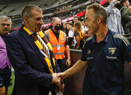 Jeff Kennett and Alastair Clarkson in 2012.