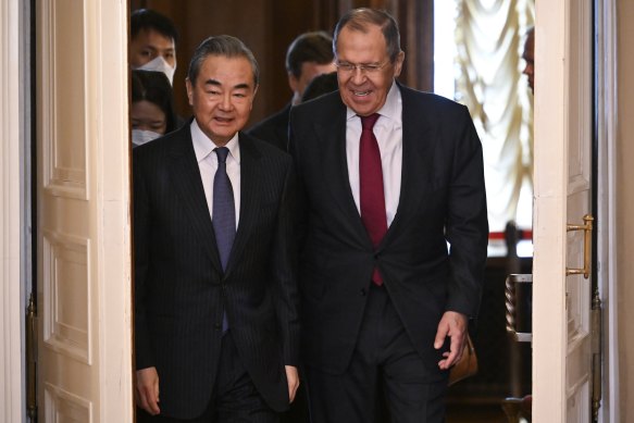 Wang Yi with Russian Foreign Minister Sergey Lavrov.
