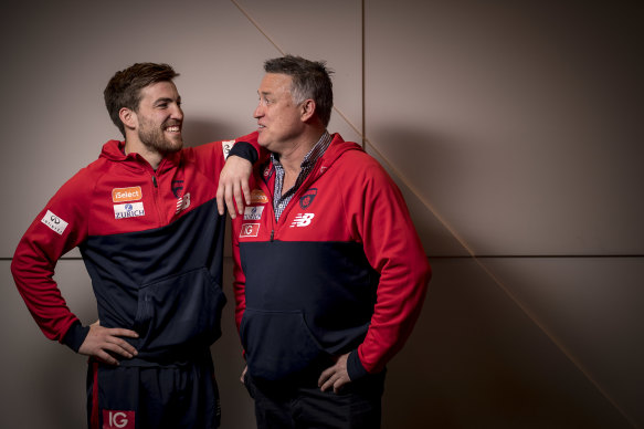 Jack Viney with his father Todd when both were involved at Melbourne.