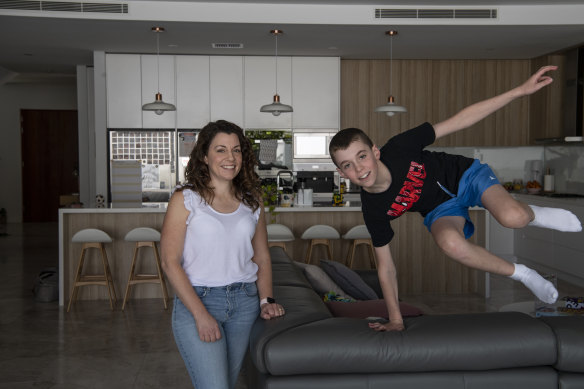 Jennifer and Oscar Ayoub in their Carlingford home. Oscar is allergic to baked and cold milk.