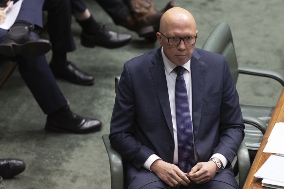 Opposition Leader Peter Dutton during question time on Thursday.