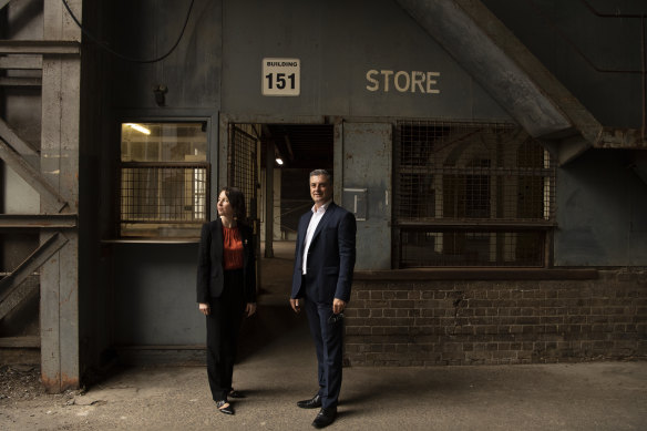 Linda Ward, interim CEO Harbour Trust with Joseph Carrozzi, chairman Harbour Trust at Cockatoo Island. 