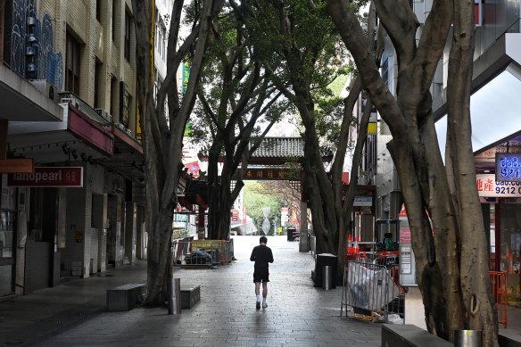 A quiet Chinatown on Tuesday. Authorities say it’s too early to determine whether infections have peaked. 