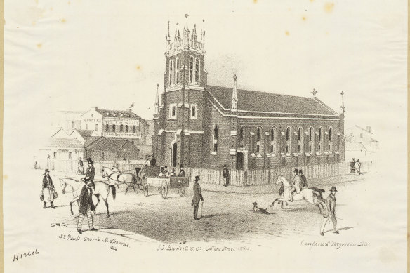 St Paul’s Church in 1854 as depicted by artist S. T. Gill.