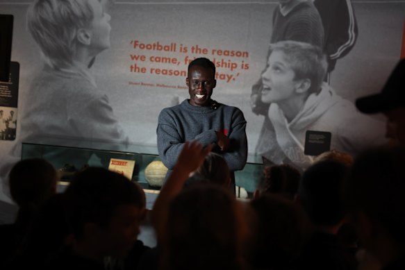 Former Socceroo Thomas Deng at the Immigration Museum’s new show, Football is Home. He currently plays for Yokohama in Japan.