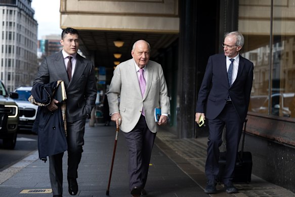 Alan Jones with his legal team Bryan Wrench and Chris Murphy.