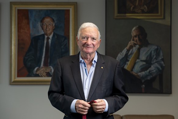 Former federal Liberal president and NSW premier Nick Greiner in his Sydney office.