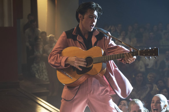 Austin Butler as Elvis in Baz Luhrmann’s film Elvis.