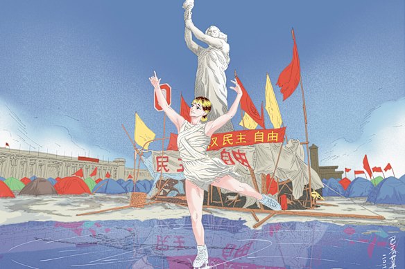 A Badiucao cartoon entitled, Daughter of Tiananmen