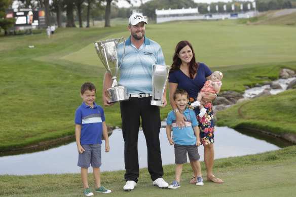 Marc Leishman and his family in 2017, after he won the BMW Championship.