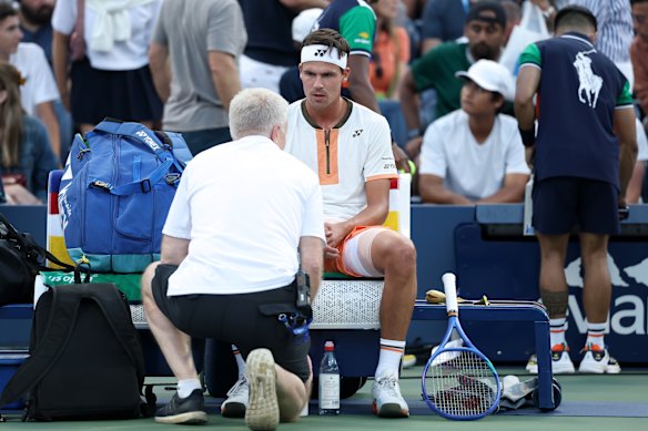 Altmaier took a medical timeout during the third set for a left leg injury.