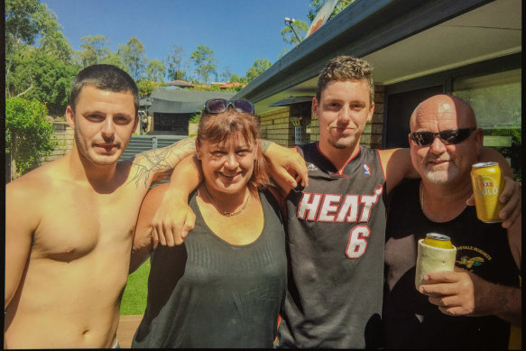 Jack (second from right) with Mitch, mother Belinda and father Brett.