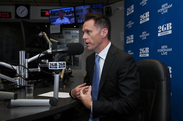 NSW Premier-elect Chris Minns during a 2GB interview with Ben Fordham in Sydney. March 27, 2023.