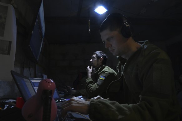 The operations room of the 68th Brigade in  Ukraine’s Donestk region.