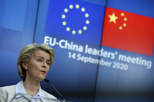 European Commission President Ursula von der Leyen following an EU-China virtual summit at the European Council in Brussels in September.