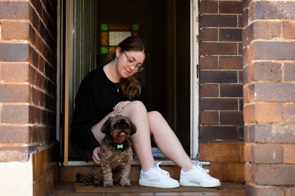 HSC student Jessica Grimes with her dog Jazi is struggling with the isolation. “Learning from home is really difficult because I find it hard to get out of bed every morning and get out of it - I feel like I’m stuck in a prison cell.”