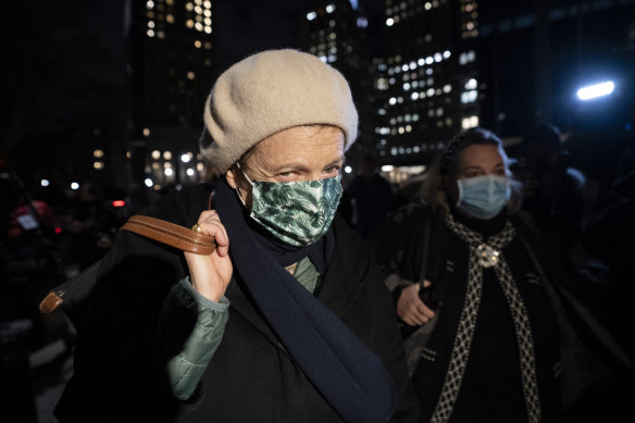 Isabel Maxwell, sister of Ghislaine Maxwell, leaves court after the first day of her sister’s trial in New York.