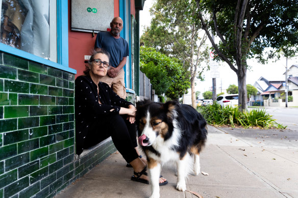 Marrickville filmmaker Mandy King and Fabio Cavadini (pictured with their neighbour’s dog, Ella) are voting for Inner West Council to demerge into its previous three councils.