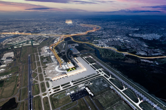 A concept drawing of a potential new runway-facing terminal.