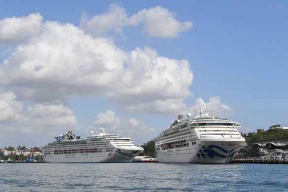 Empty cruise ships at White Bay terminal in March.