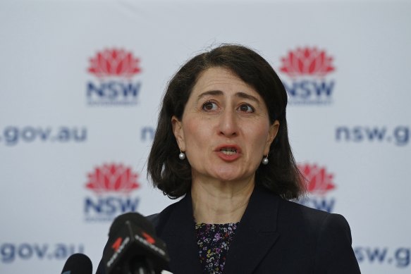 NSW Premier Gladys Berejiklian at Wednesday’s COVID-19 update.