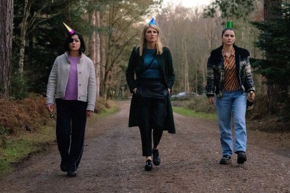 “There is this mad sort of protective thing that happens with me and my brothers and sisters,” says Sharon Horgan (centre), pictured with her <i>Bad Sisters</i> co-stars Sarah Greene and Eve Hewson.