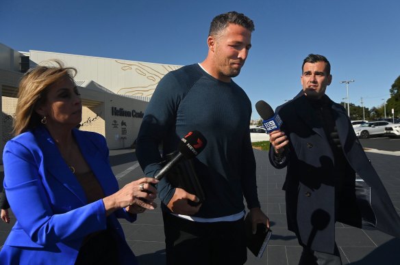 Sam Burgess leaves Rabbitohs headquarters after quitting the club as assistant coach last year.