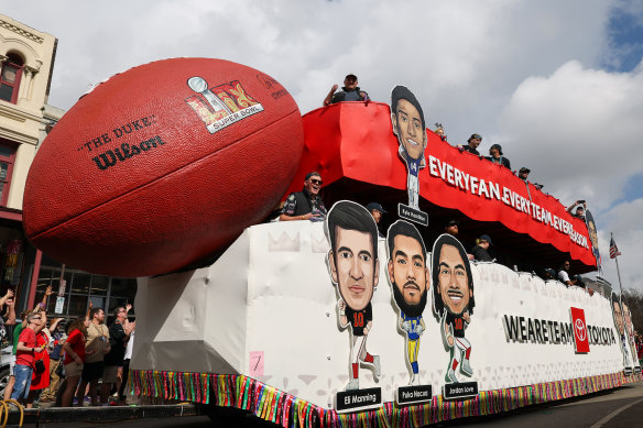 A Super Bowl LIX float in New Orleans.
