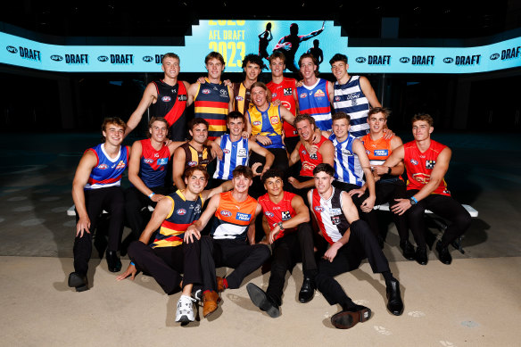 Some of the first-round draft picks of 2023 are pictured in their new colours.