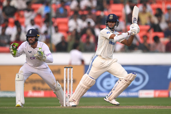 Indian opener Yashasvi Jaiswal raced to 76 not out at stumps on Thursday as his team compiled 1-119 in reply to England’s 246 in a rollicking first day of their five-Test series.