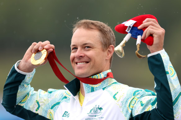 Curtis McGrath takes gold on Saturday in Paris. 