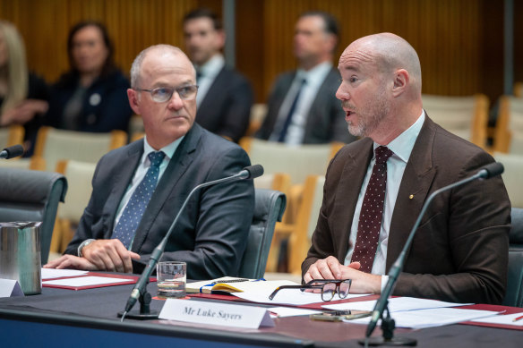 Former PwC chief executives Tom Seymour and Luke Sayers appeared before a parliamentary inquiry on Friday. 