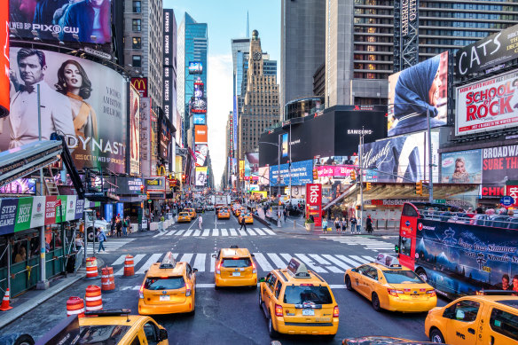 Traffic jam in Times Square.