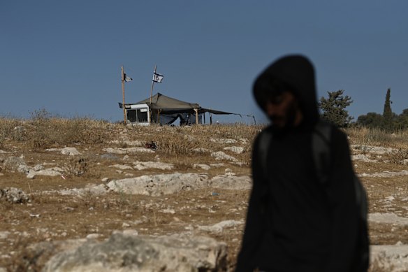 A new Israeli settler outpost on the outskirts of the Masafer Yatta village of Tawani.