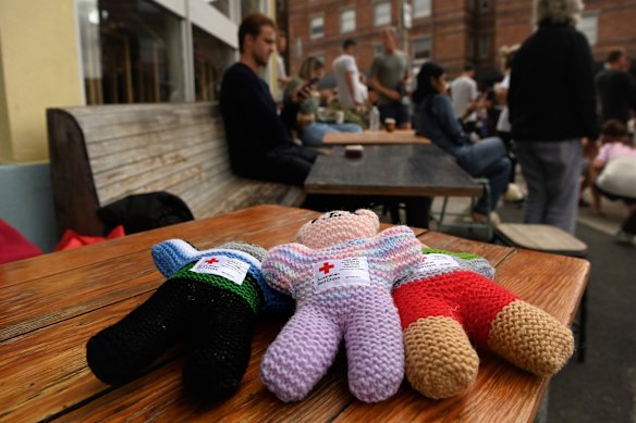 Australian Red Cross trauma teddies were handed out to children near the crime scene.