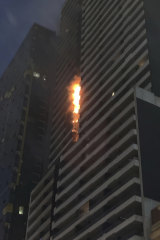 The Neo 200 tower burns.