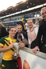 Roo beauty: Cameron Murray with his family after the Junior Kangaroos beat the Kiwis in 2017.